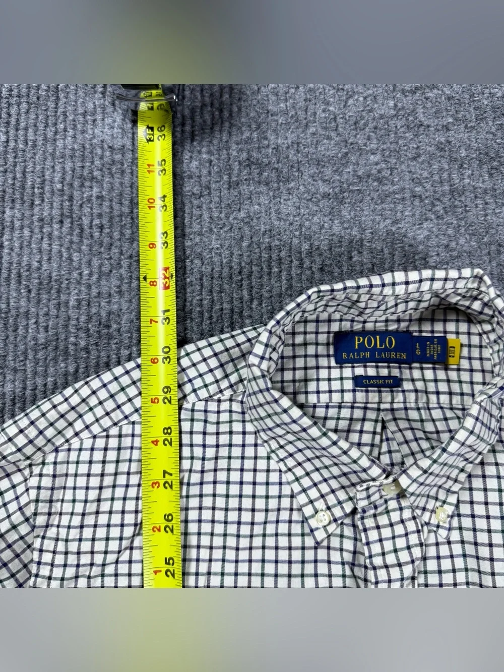 Polo Ralph Lauren Shirt Men’s L Classic Fit Button Down Cotton Plaid Tattersall